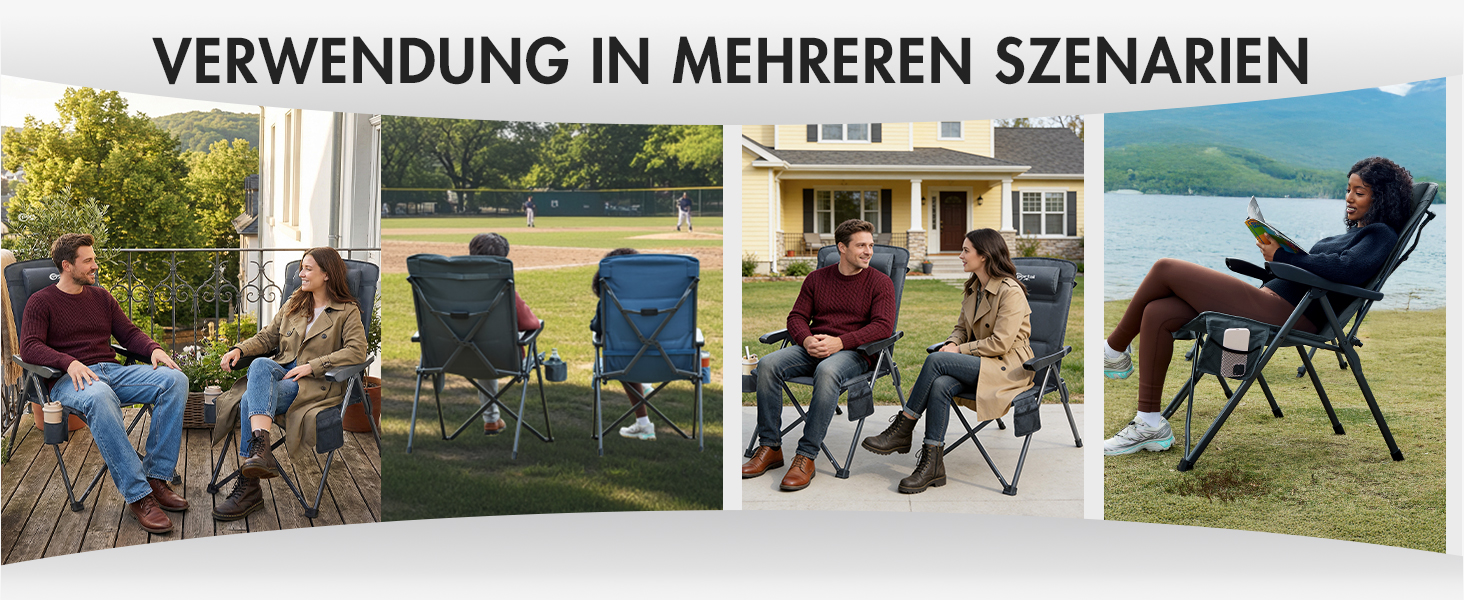 Крісло кемпінгове складне Portal з регурованою спинкою (3 положення), 160 кг, алюміній, сірий (2 шт)