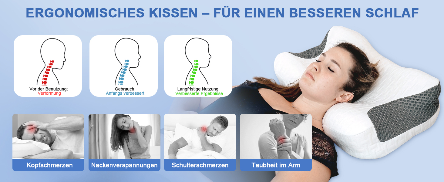 Подушка Elviros з піни Memory Foam для CPAP-терапії для тих, хто спить на боку, анатомічна, регульована висота, сумісна з масками, темно-сіра