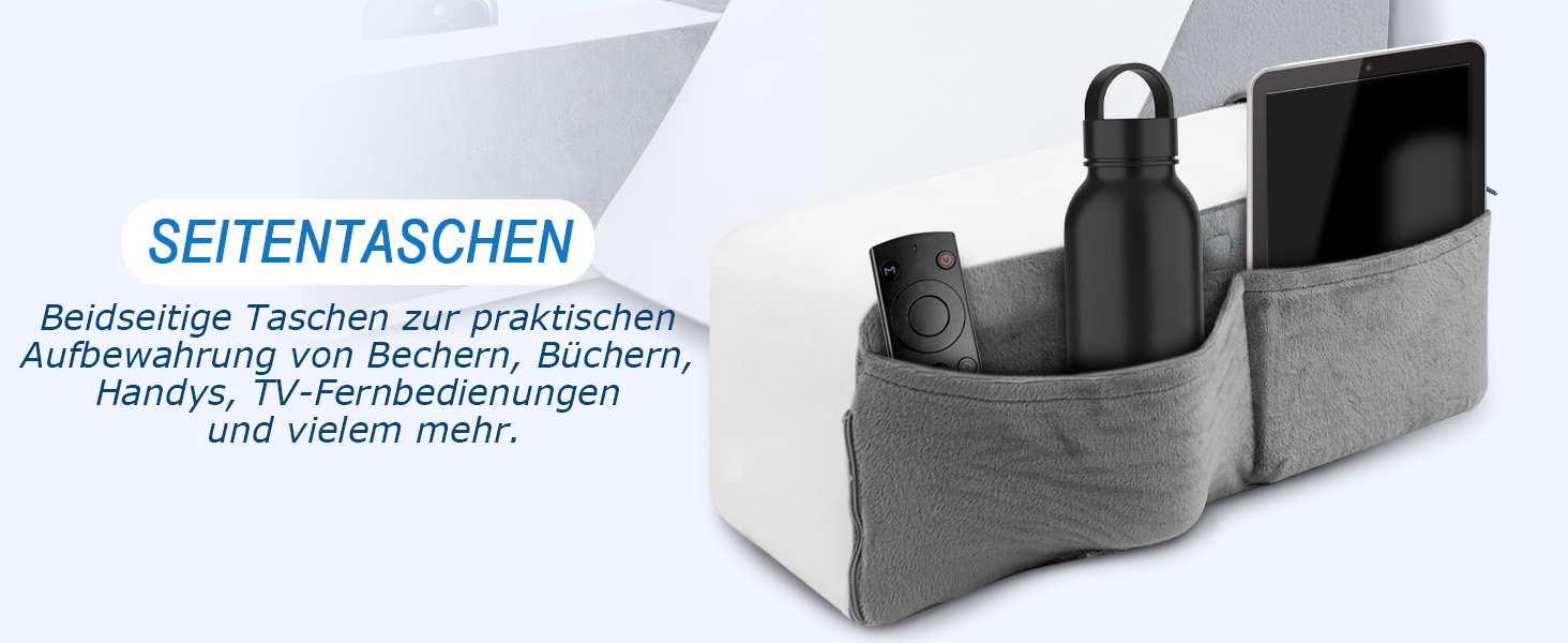 HOMCA Подушка для читання та відпочинку в ліжко та на диван з знімною подушкою для шиї та підлокітником, подушка для спини, подушка для стіни, багатофункціональна подушка-клинок для читання, роботи, перегляду телевізора (36x40x48 см)