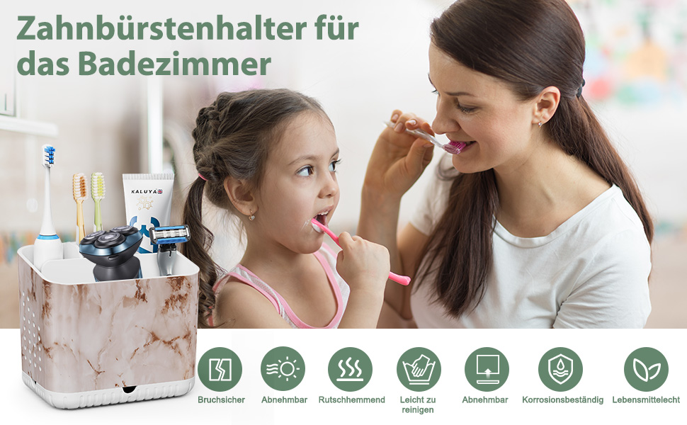 Тримач для зубних щіток електричної та звичайної, дерев'яний, з дренажними отворами, органайзер для ванної кімнати (світло-сірий мармур)