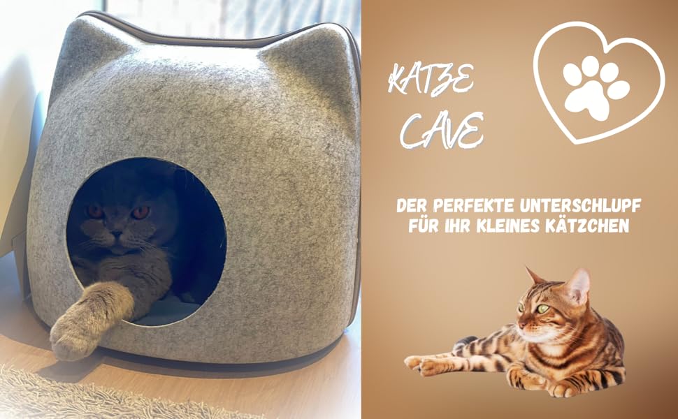 Кішка Будиночок з Фетру для Кішок. М'яке Ліжко-Гніздище для Кота (Сірий, Великий).