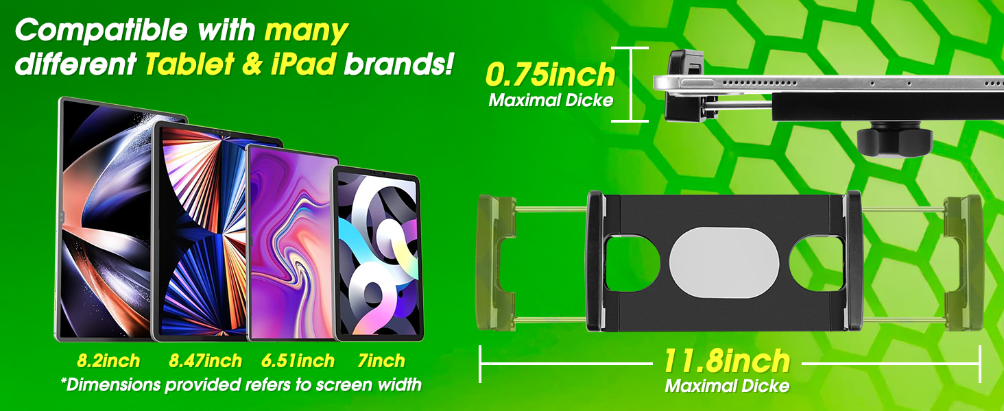 Тримач для планшета в авто/Вантажівка, міцний кріплення на присоску, довгий подовжений важіль, сумісний з iPad та іншими планшетами (16.7 дюймів, чорний)