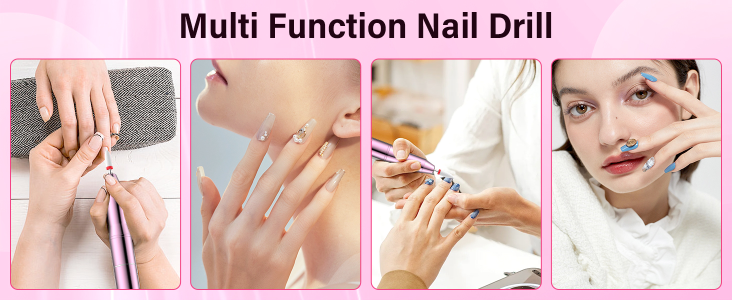 QEANY Бездротовий набір для манікюру та педикюру Nagelfräser, електрична фрезер для гелевих нігтів, 5 швидкостей, 35000 об/хв