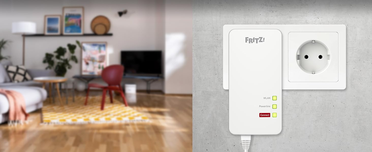 Адаптер FRITZ!Powerline 1260 (1200 Мбіт/с, точка доступу Wi-Fi, для медіа-стримінгу та NAS), білий