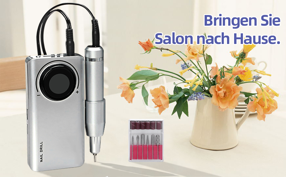 Електричний фрезер для манікюру та педикюру Delanie з акумулятором, 35000 об/хв, для гелю, акрилу, видалення кутикули, LED-дисплей, USB-зарядка (сріблястий)