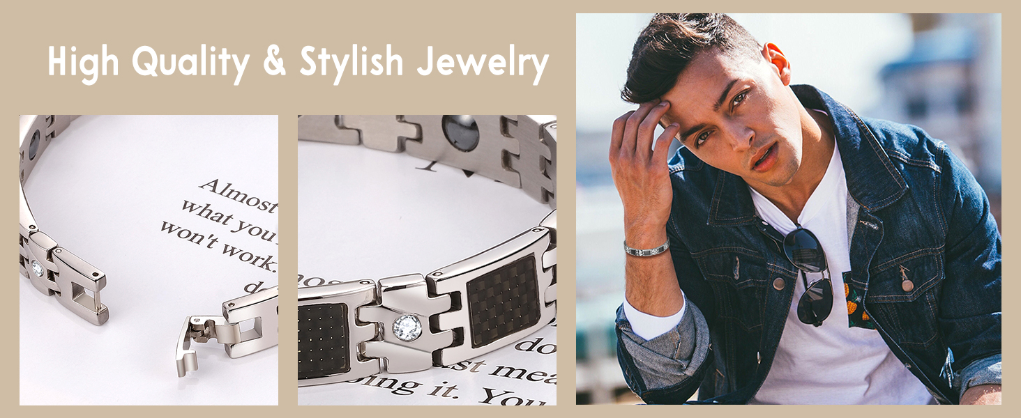 Магнітне браслет для чоловіків JewelryWe з нержавіючої сталі - важке, широке, для здоров'я, подарунок на День батька