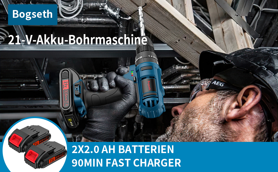 Акумуляторний шурупокрут Bogseth 21V з набором інструментів 112 шт. для дому та саду