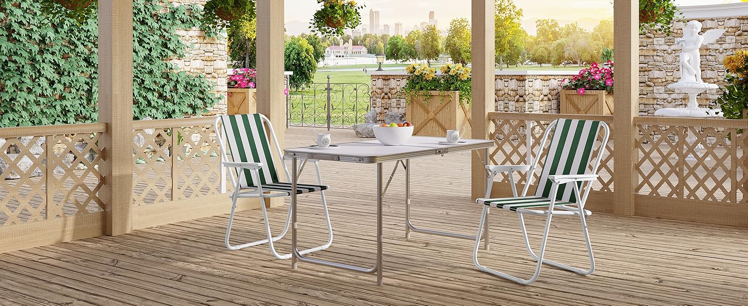 WOLTU Folding Camping Chairs, 2-Pack, Foldable Chair, Comfortable, Fishing Chair, Ultra-Lightweight with Armrests for Picnic, Outdoor, Hiking, Garden, Balcony, (White+Green)