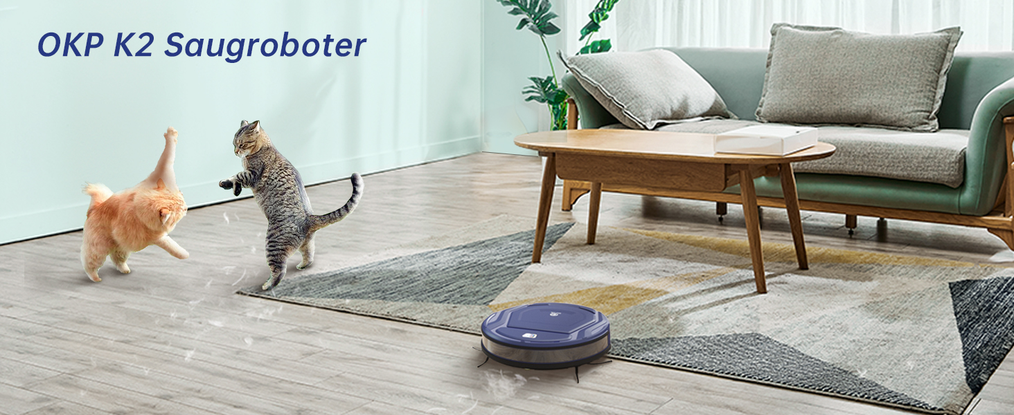 Робот-пилосос OKP з Wi-Fi, 2100Pa, суперантивний, керування через додаток/Alexa, 100 хв роботи, самозарядка, тихий, для шерсті тварин, підлоги, килима, Fiery Blade