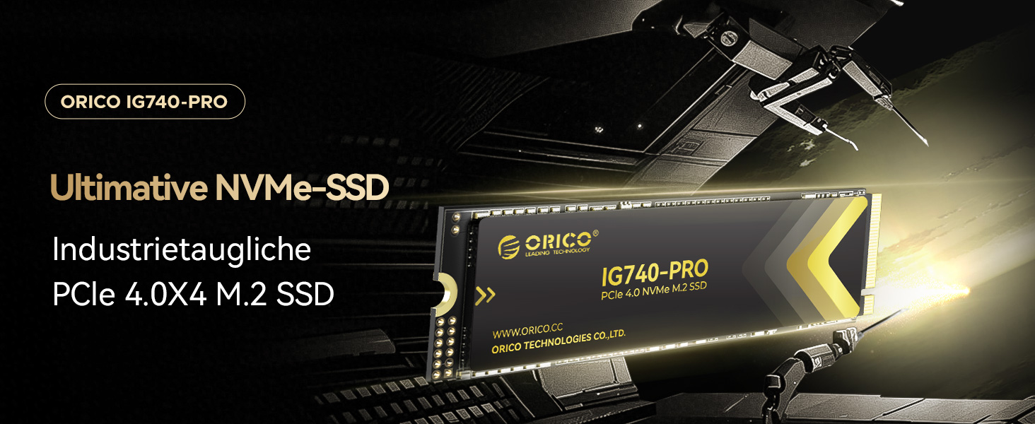 SSD Orico 1TB M.2 NVMe PCIe 4.0 (IG740PRO) - Швидкість до 7100 МБ/с, TLC 3D NAND, з радіатором, для ПК, ноутбука, PS5