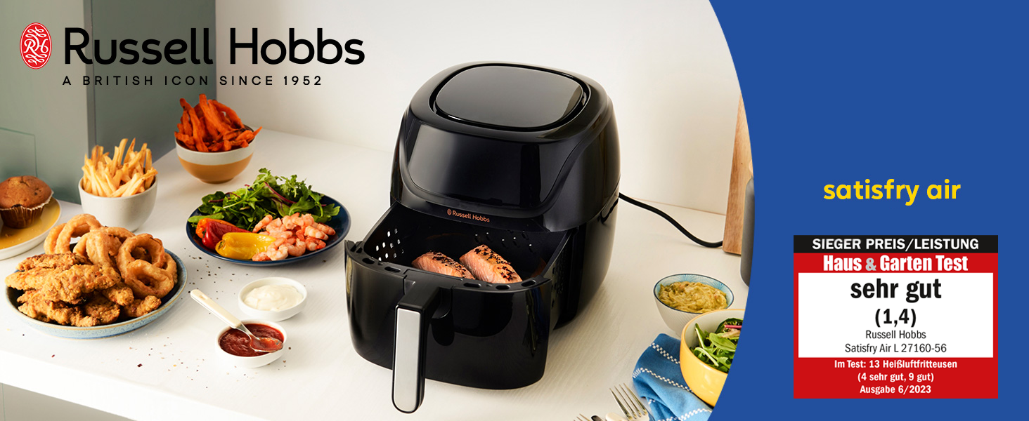 Russell Hobbs SatisFry 4L Rapid Air Fryer - 7 Functions, 10 Programs, Dishwasher Safe