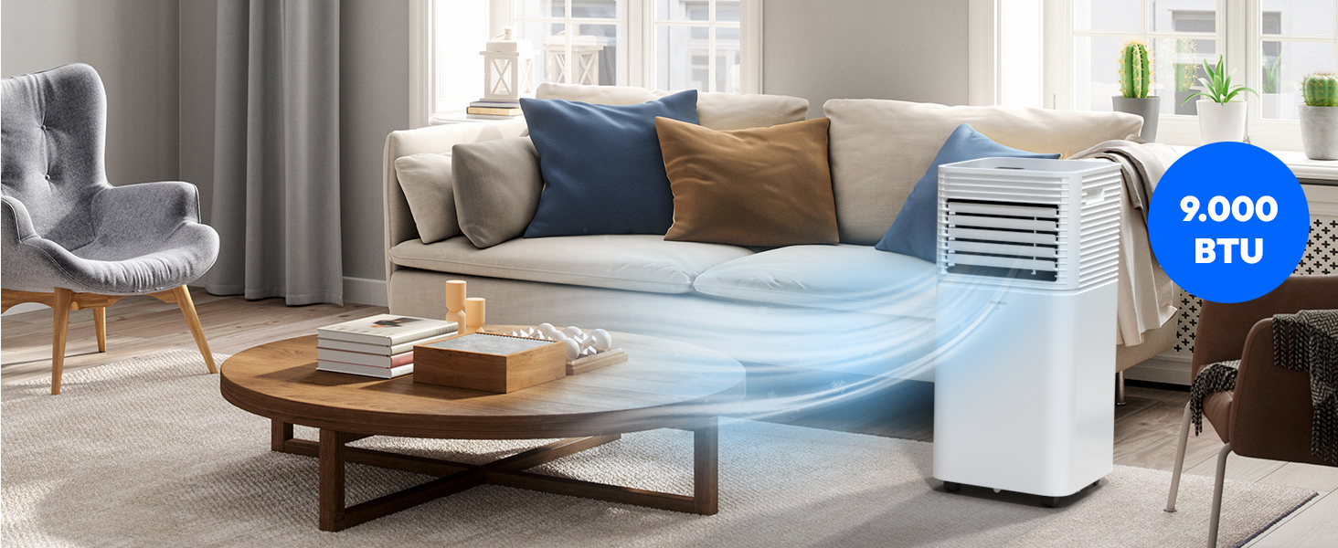 Мобільний кондиціонер MEDION E701 (9000 BTU) з випускним шлангом, для кімнат до 25м², 3-в-1 (охолодження, осушення, вентиляція), з пультом дистанційного керування, функція сну, MD 37730