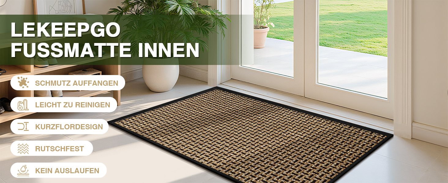 При Entrance килимок для входу LEKEEPGO 60x90 см, протиковзний вологопоглинаючий килим для дому та дверей, чорний