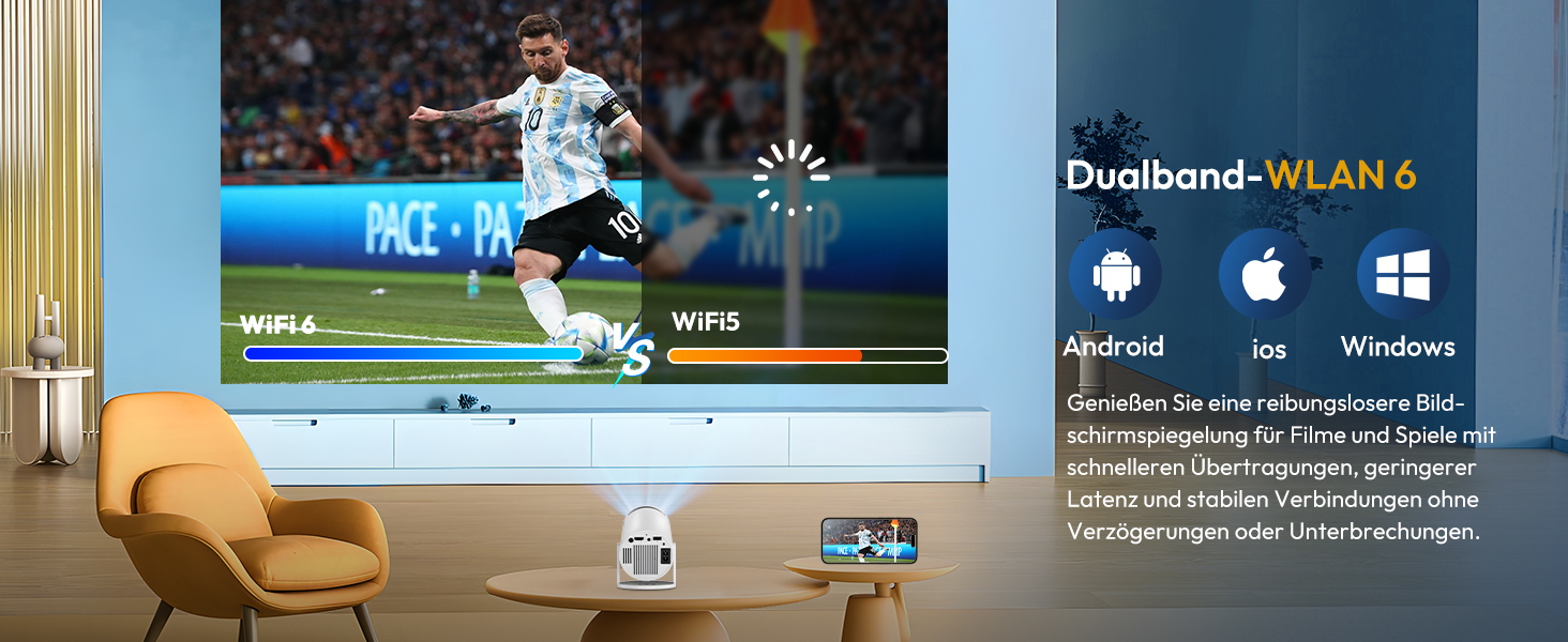 Портативний проєктор Xgody Gimbal 3 New: 12000 Люмен, Android 11.0, WiFi 6, Bluetooth, Auto Keystone, 720P HD (Підтримка 4K 1080P)