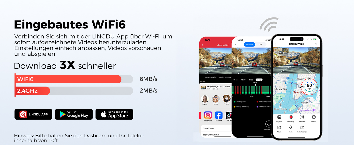 Відеореєстратор для авто Dashcam Auto Vorne Hinten 4K + 1080P з двома камерами, IPS-екран 2.4', SD 64GB, запис голосом, паркувальний режим, покращена нічна зйомка, WDR