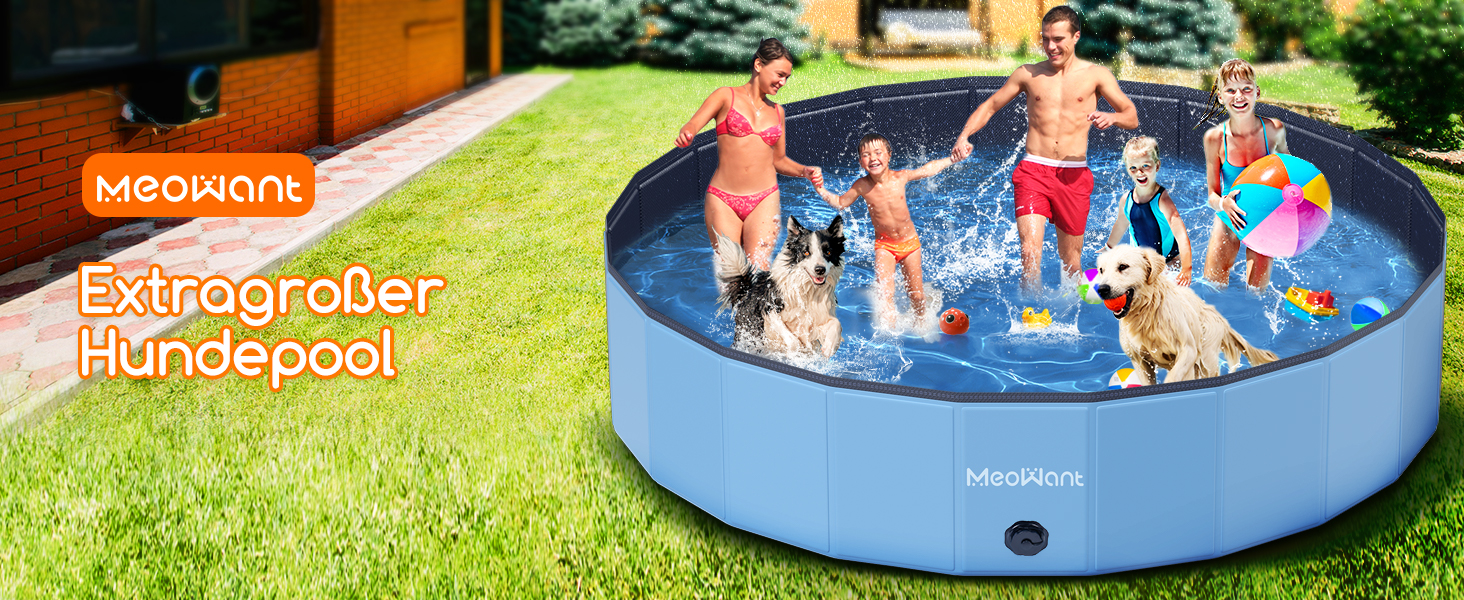 Складаний басейн для собак Meowant, велика ванна для купання з ПВХ, дитячий басейн 272x50 см, нековзкий, портативний, без насоса