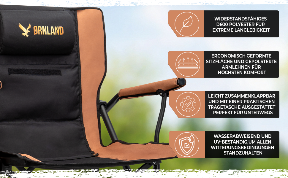 Крісло кемпінгове складне чорно-коричневе, до 150 кг, дихаючий сітчастий матеріал, з бічною кишенею, подушкою та підсклянником - для риболовлі, пляжу, кемпінгу