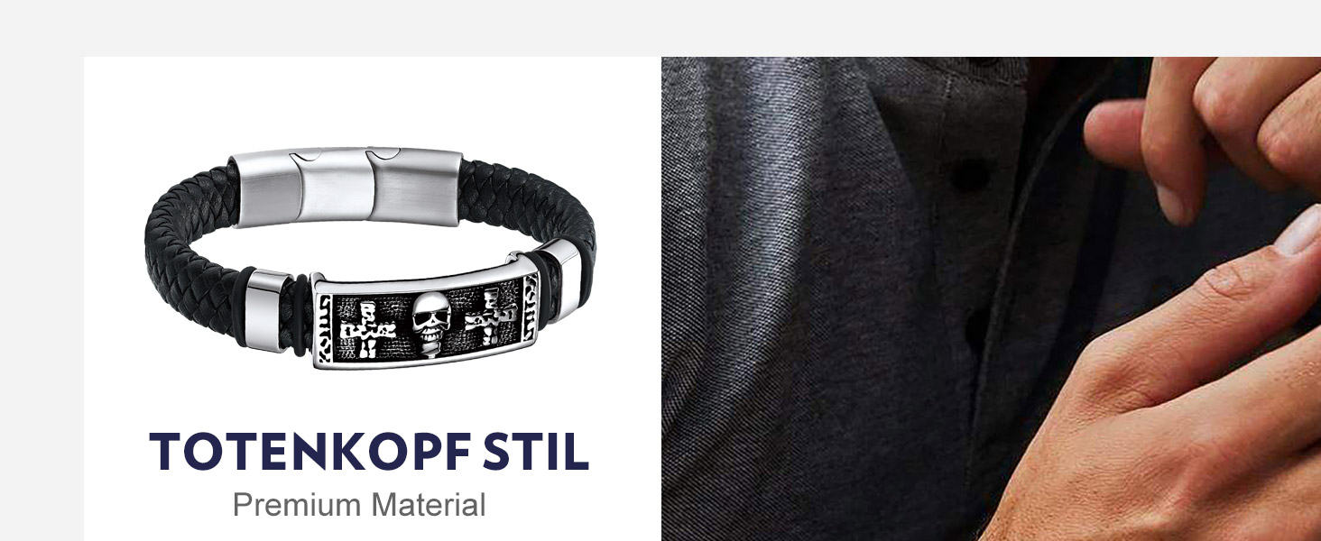 Чоловічий шкіряний браслет Bandmax Mjölnir/Череп/Масонство з магнітною застібкою. Браслет вікінгів для чоловіків, батька, чоловіка. Шкіряний браслет з гравіюванням.