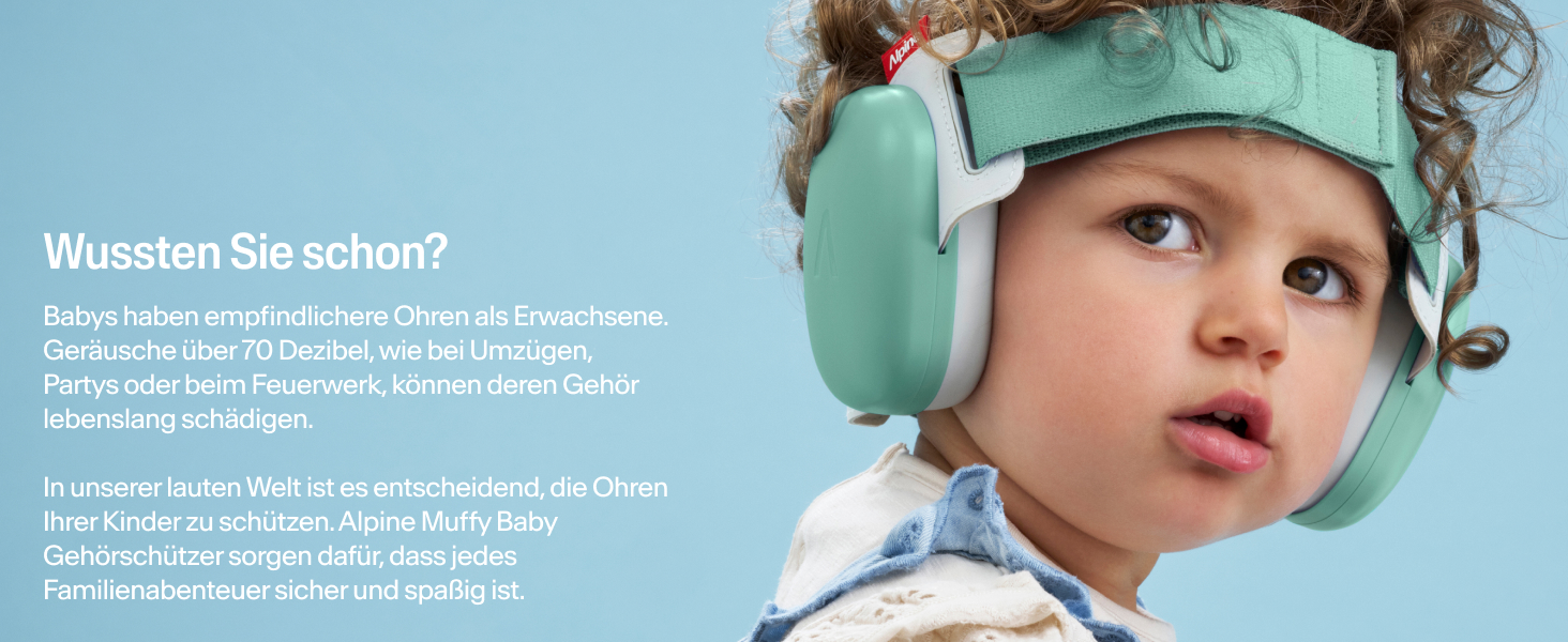 Навушники Alpine Muffy Baby Klassik для захисту слуху малюків, чорного кольору, регульоване антиковзне обруч до 36 місяців, безпечно протестовано в Німеччині, запобігають пошкодженню слуху, комфортне зелене обруч