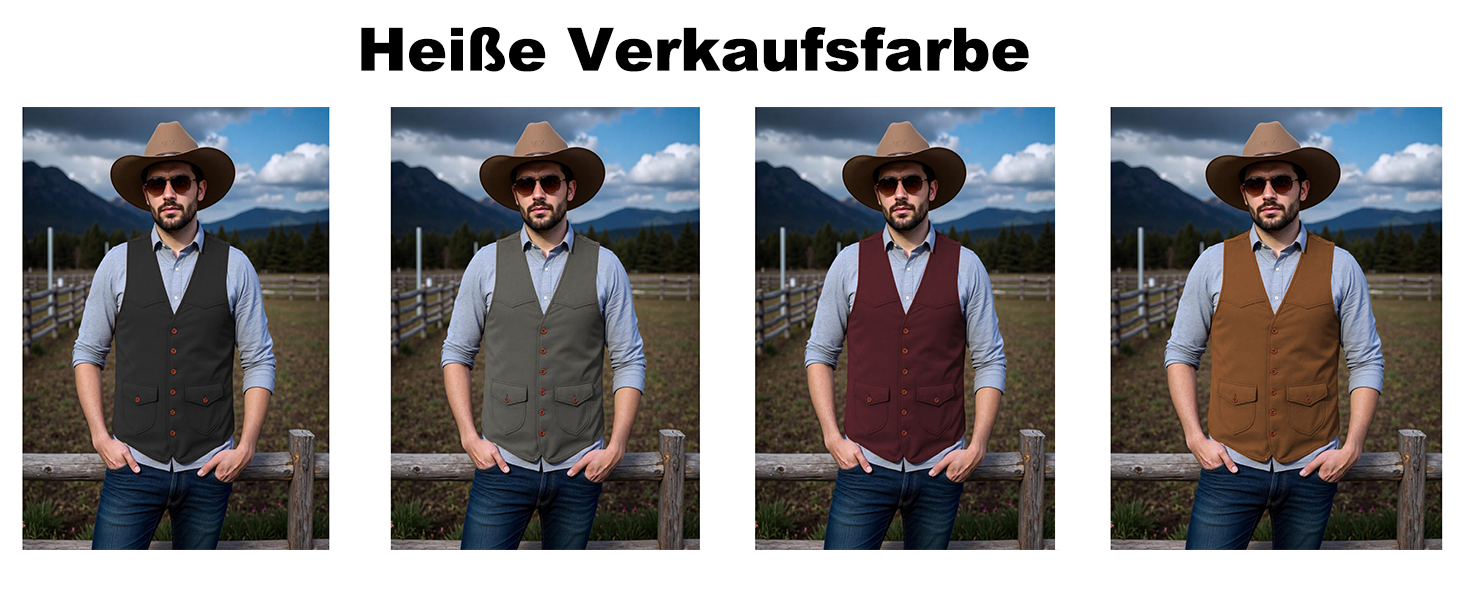 Костюм жилетки Solovedress для чоловіків з екошкіри, стилі вестерн, чорний, Regular Fit