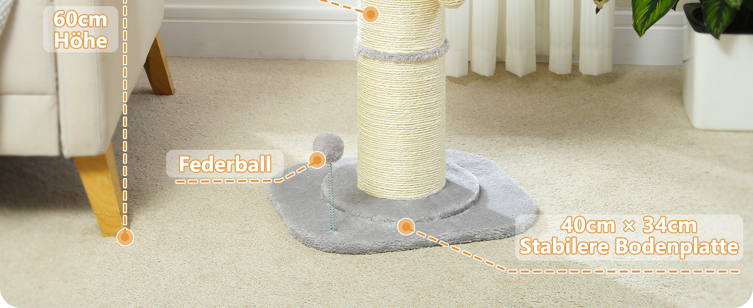 Котячий когтетоп PAWZ Road: високий, з м'яким ліжком та іграшкою, діаметр 14 см