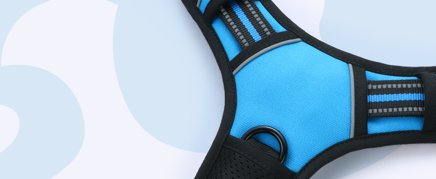 Нашийник для собак Rabbitgoo, великі породи, регульований, проти тяги, з ручкою, м'який, світловідбиваючий, блакитний, L (XL, 1 шт.)
