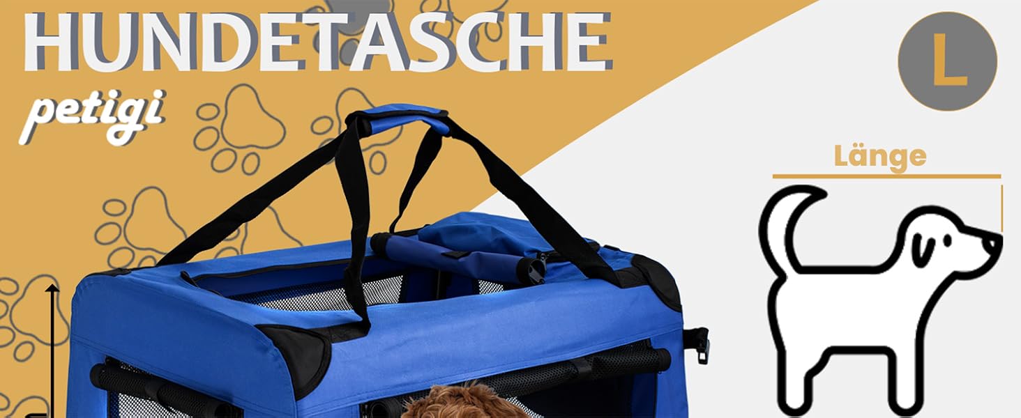 Транспортна переноска для собак та котів Petigi, велика, блакитна (70x52x51 см)