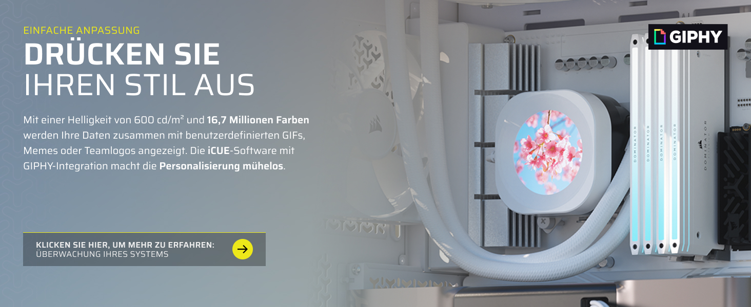 CORSAIR Nautilus RS LCD Модуль – для систем охолодження Corsair Nautilus RS та Nautilus RS ARGB AIO – 2.1-дюймовий IPS LCD екран, проста установка без інструментів – чорний