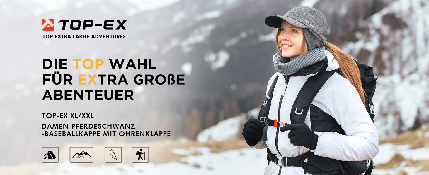 Водонепроникна шапка-кепка TOP-EX для жінок з відкидною часткою та отвором для хвостика, тепла флісова підкладка, біг узимку, світловідбиваюча, сірий колір, розмір L-XL