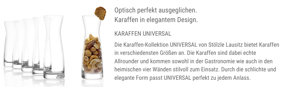 Набір з 6 графинів STÖLZLE LAUSITZ Universal S, 100 мл, кришталеве скло, для напоїв, молока, спиртного, ударостійкі, для посудомийки