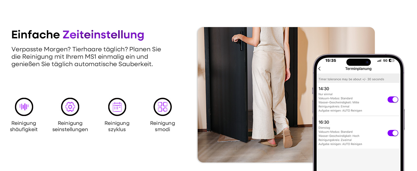 Робот-пилосос MONSGA з функцією миття, потужність 5000Pa, час роботи 180 хв, система захисту від спутання, навігація LiDAR, для килима, шерсті тварин, керування через додаток та пульт (чорний)