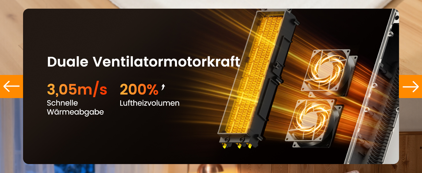 Електричний обігрівач PTC 2000W з керамічним нагрівачем, тихий, з термостатом та пультом керування, ECO режим, 70° осциляція, таймер 12h, захист від перегріву та перекидання, чорний, 1 шт (60 см)