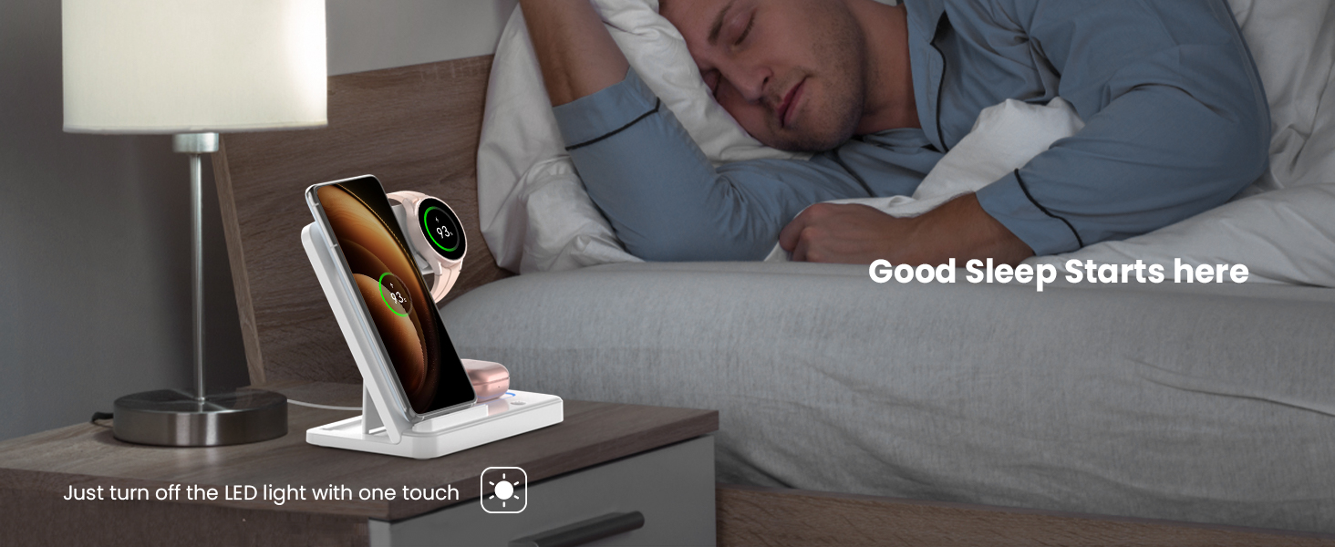 Зарядний пристрій GEEKERA 3-в-1: для Samsung Galaxy S25/S24/S23/S22, Galaxy Watch 8/7/6/5/4/3 та Galaxy Buds