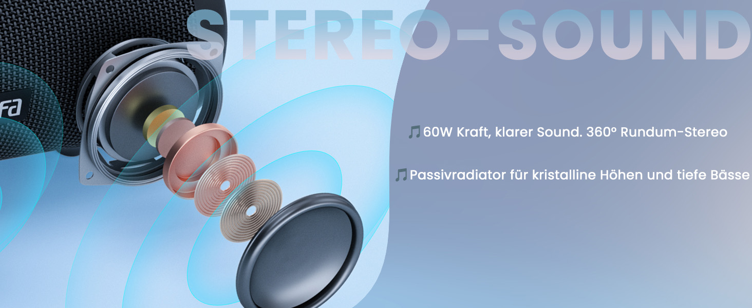 Портативна Bluetooth колонка MIFA A90 60W, водонепроникна IPX7, RGB підсвітка, до 30 годин, USB/MicroSD/AUX, TWS, з чохлом та ремінцем