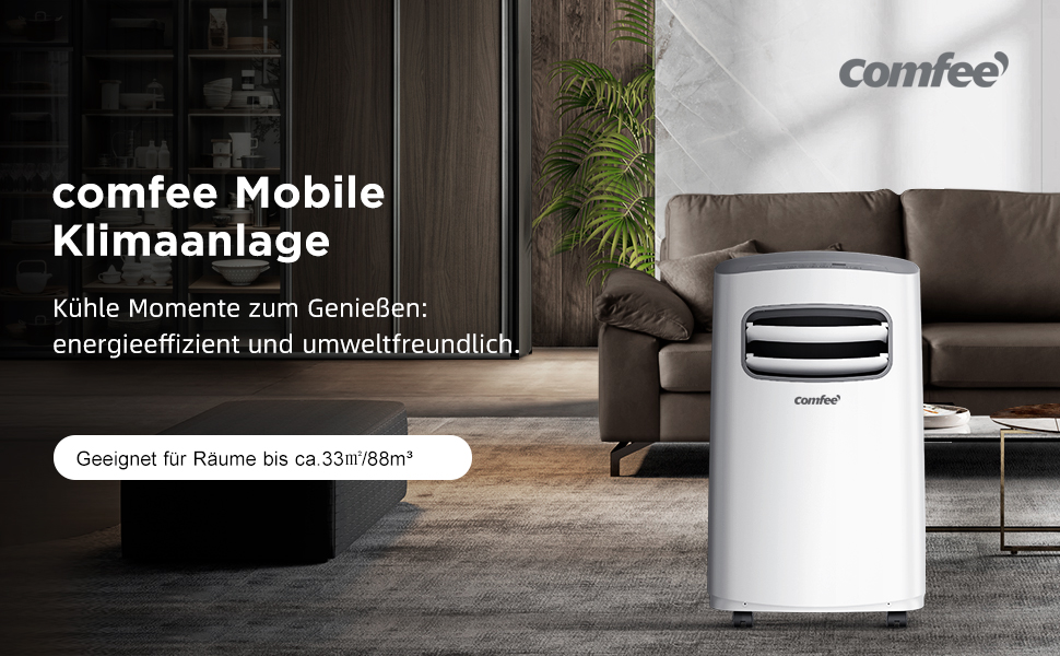 Мобільний кондиціонер Comfee Breezy Cool Pro 2.0, 7000 BTU, 2kW, охолодження, вентиляція, осушення, керування через додаток, для приміщень до 68 м³