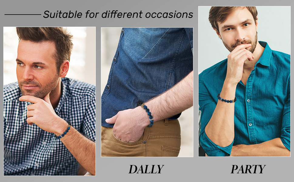 Браслет на руку VGWON для чоловіків з перлами - подарунок на день народження, Новий рік, для підлітків та чоловіків (UVG-BM104S)