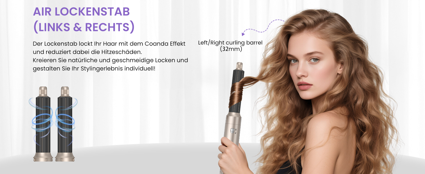 Фен-щітка 5 в 1 Airstyler Pro 1000W: стайлер для волосся, локони, об'єм, догляд, іонізація (золотий)