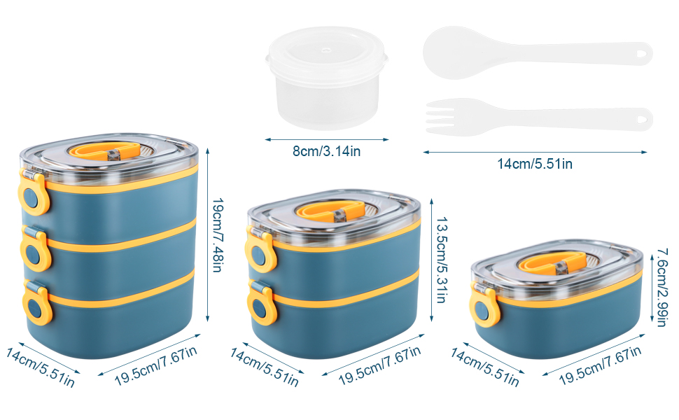 Ланчбокс 3 в 1 з відділеннями, Бенто-бокс 2800мл з сумкою, вилка та ложка, багаторівневий, водонепроникний, для дітей та дорослих, BPA Free, підходить для мікрохвильової печі (зелений)