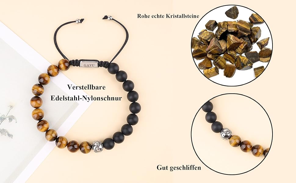 Чоловічий браслет GAVU з кристалами Інь-Ян з содаліту