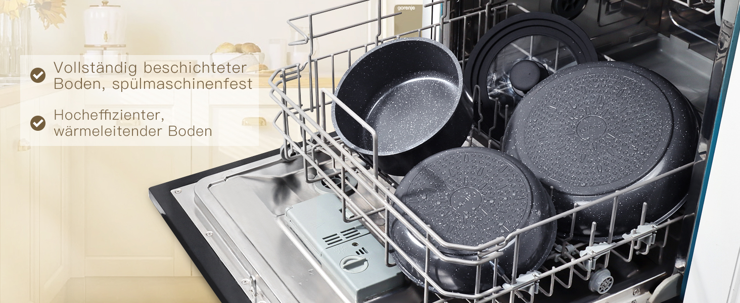 Набір посуду GiPP 21 предмет: сковороди та каструлі з антипригарним покриттям, для всіх типів плит, чорний