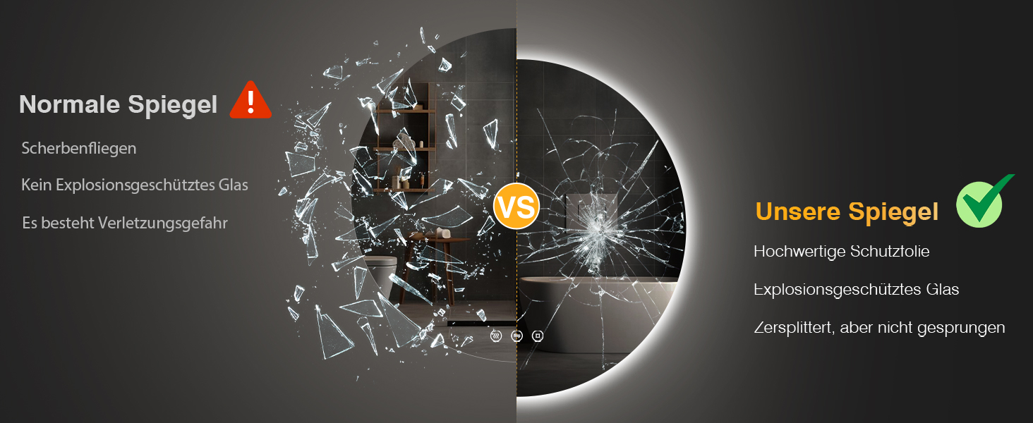 Дзеркало для ванної кімнати з підсвічуванням 70 см, LED дзеркало з підсвічуванням, 3 кольори світла, антизапарник, регульована яскравість, сенсорне управління, функція пам'яті, кругле, водонепроникне IP44, 70x70 см