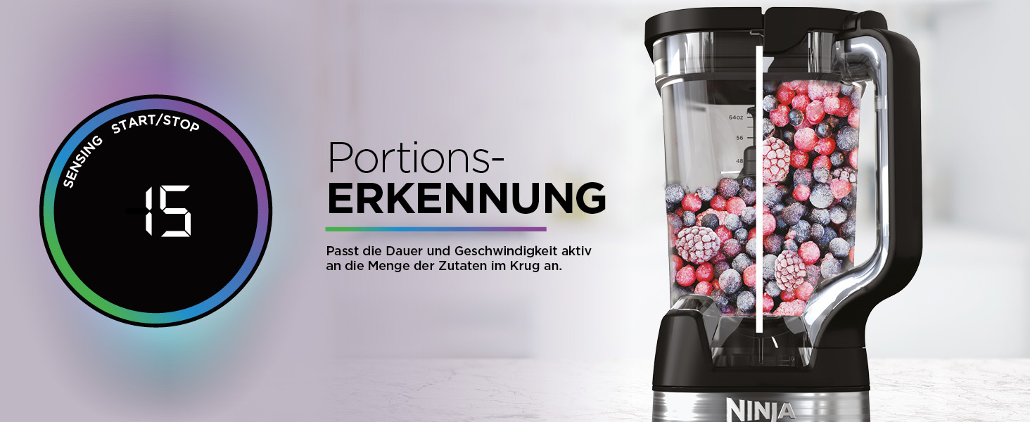 Ninja 2-in-1 Power Detect Pro Mixer with 1.5L Jug & 2 Single-Serve Cups - 1200W, Smoothie, Frozen Drink & Vegetable Chopping Mixer