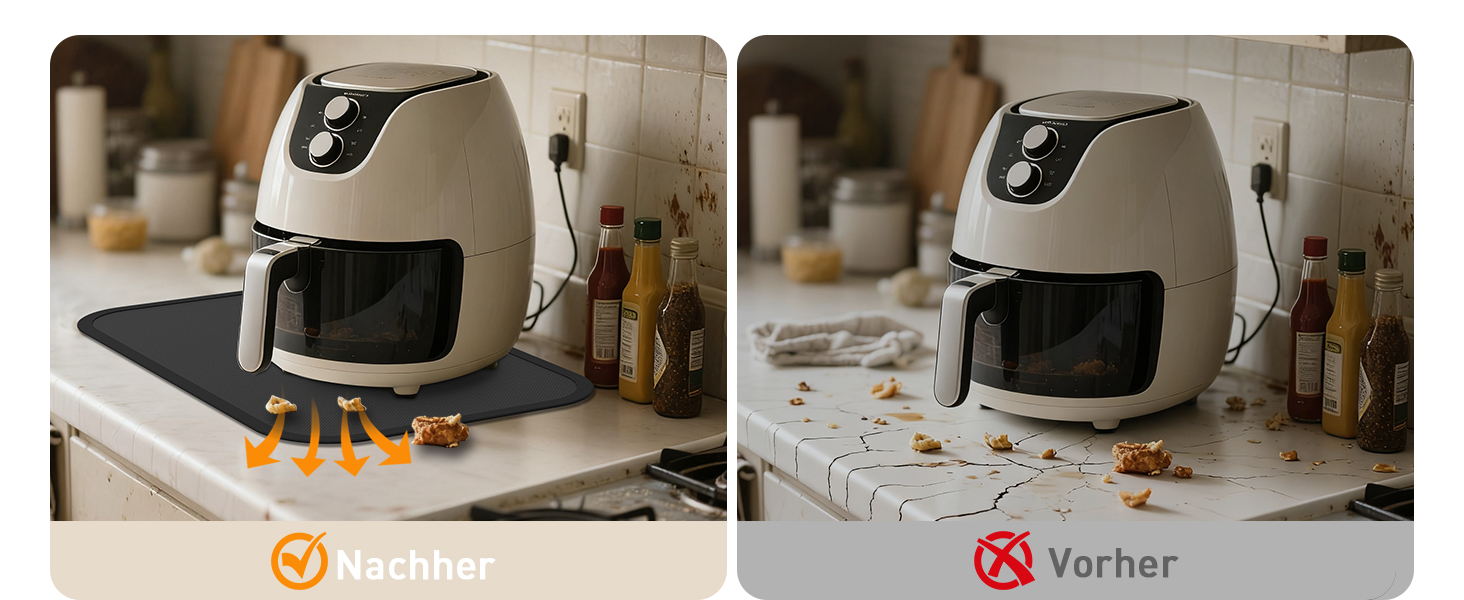 Термостійкий килимок під кавоварку Ankway 40x60 см, чорний. Захист від нагріву, антиковзаюча, водонепроникна підставка для кухонної стільниці. Силікон, 30x45x0.2 см