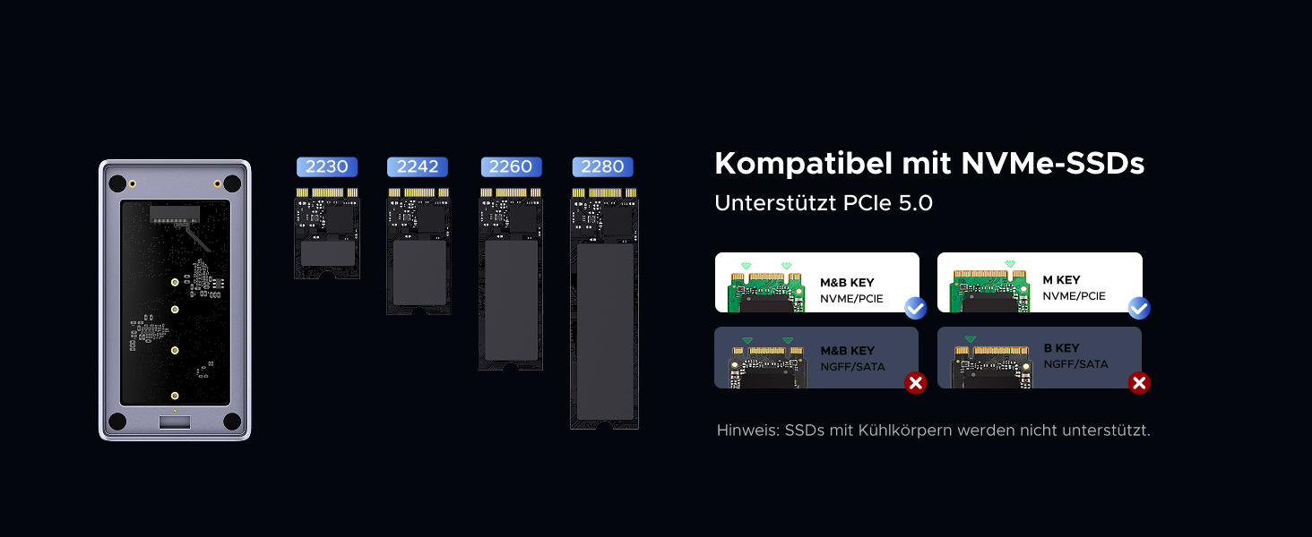 Зовнішній корпус для M.2 NVMe SSD UGREEN 80Gbps, сумісний з Thunderbolt 5/4 та USB4