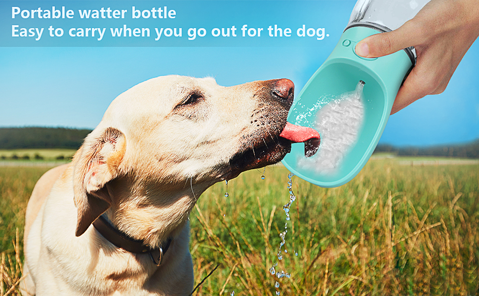 Складана пляшка для води для собак, 550 мл, непротікаюча, портативний диспенсер для води та корму для тварин, для прогулянок, походів, подорожей (550 мл, блакитна)