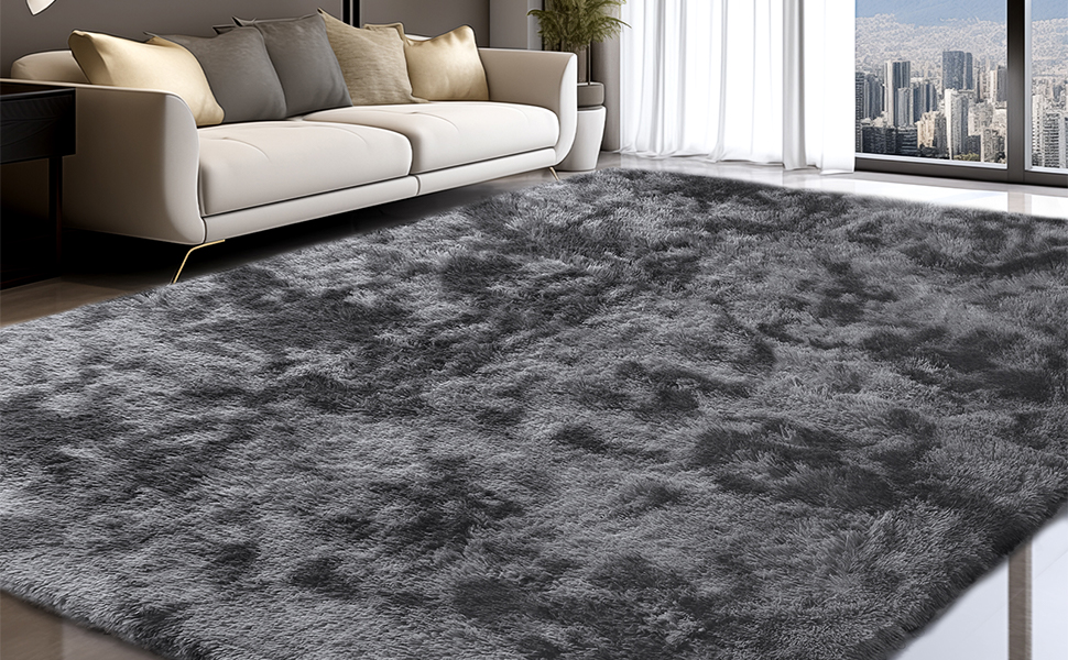 Теппих для вітальні Sour Lemon 160x230 см, сірий, для спальні, миючий, нековзний, великий, пухнастий, м'який, сучасний, килим для підлоги, килим-доріжка, сірий 160x230 см (Прямокутний)