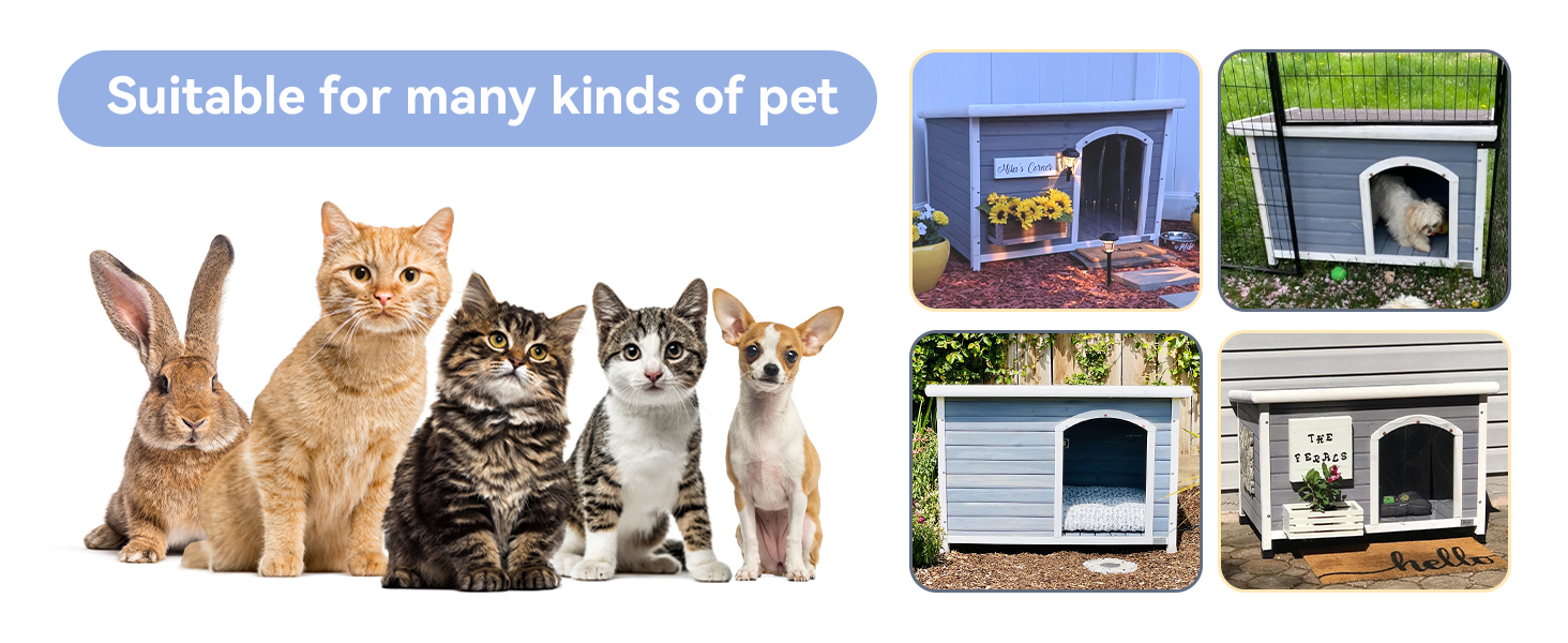 Будка для собак Petsfit, сіра, 78x53x58 см (S), з піднятим дном для зручного прибирання, ізольована, з похилим дахом