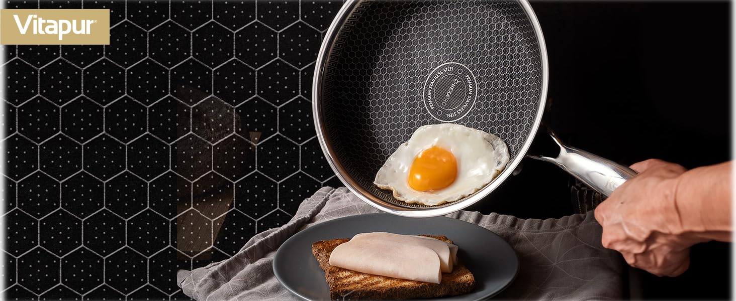 ROSMARINO HexaPro 3.0 28 cm Stainless Steel Pancake Pan - High-quality non-stick coating, oven-safe - Ideal for the versatile kitchen. Pancake pan, 28cm