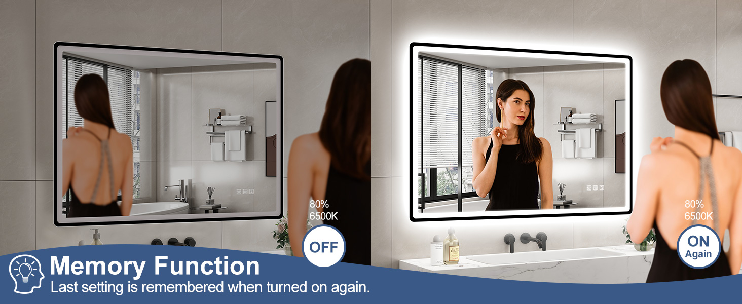 Дзеркало для ванної кімнати зі світлодіодним підсвічуванням STARLEAD 80x60 см, Bluetooth, протитуманне, регульоване, 3 кольори світла, HD скло, IP44, горизонтальне/вертикальне