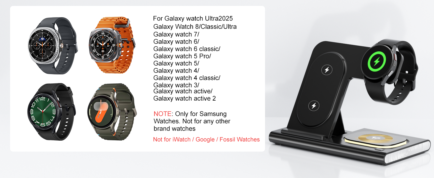 Бездротовий зарядний пристрій Aimtel 3-в-1: Samsung, Galaxy Z Fold/Flip/S серії, Galaxy Watch, Buds - Чорний